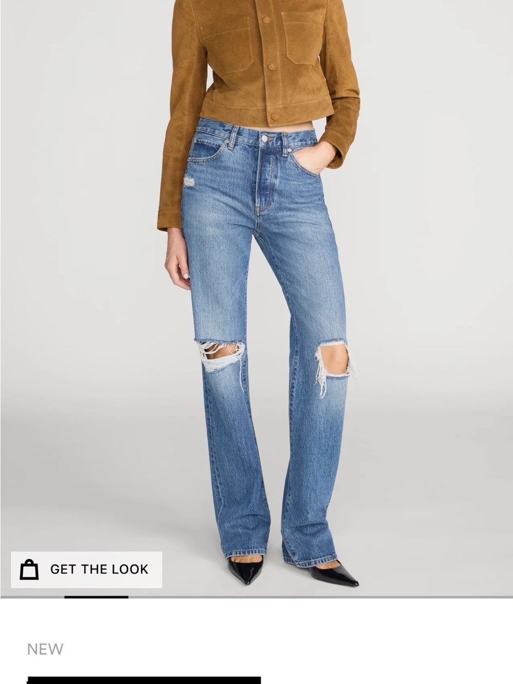 Frame Distressed Denim High-Rise Women's Jeans in Medium Blue